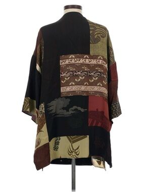 ANNE NAMBA 100% Silk Open Front Asian Kimono Jacket One Size EUC